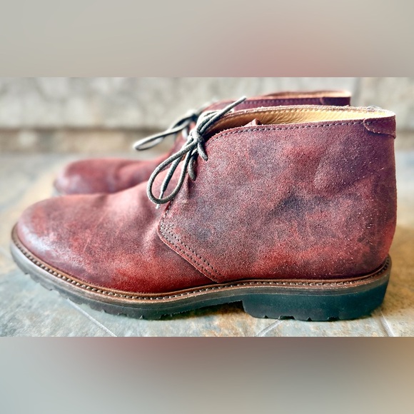Brunello Cucinelli Suede Chukka Boots 42 Burgundy Made in Italy Vibram Sole